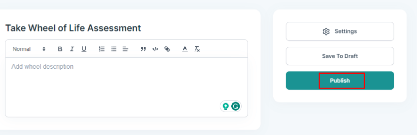 Publish Wheel Setting