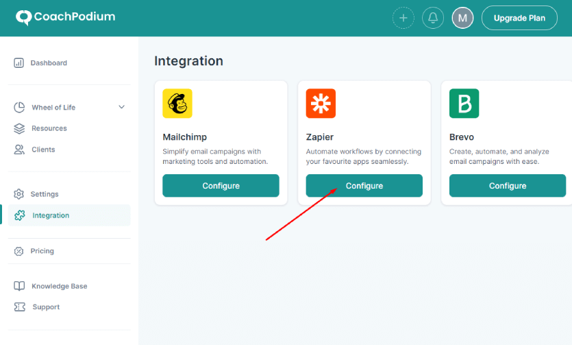 click on configure Zapier