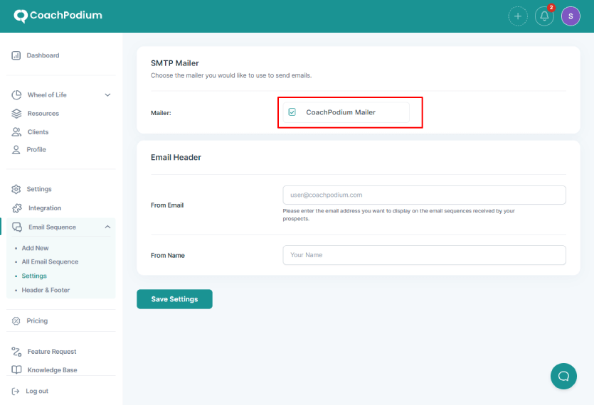 SMTP CoachPodium Mailer